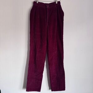 Vintage High Waisted Pleated Corduroy Pants (Burgundy)